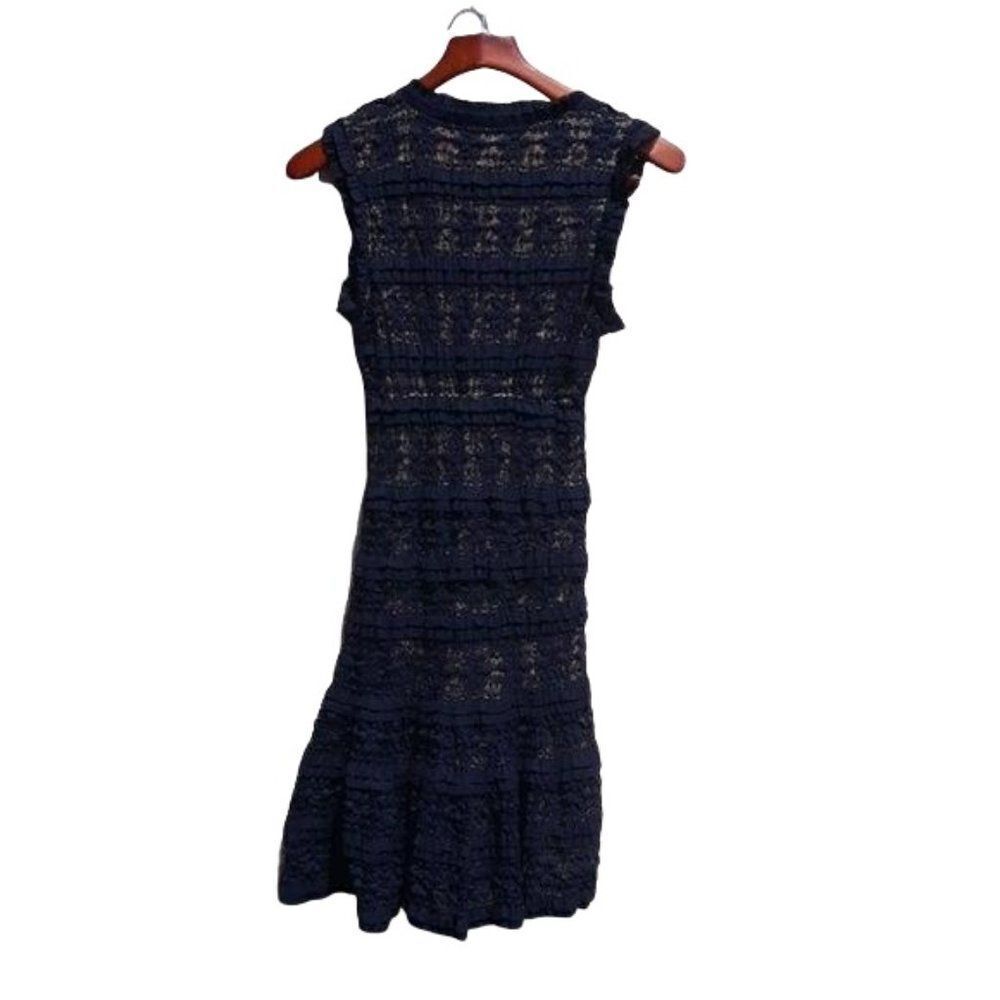 Vtg Studio M 90's Witchy Lolita Grunge Black Lace Stretch Fit & Flare Dress Sz M - Picture 2 of 8